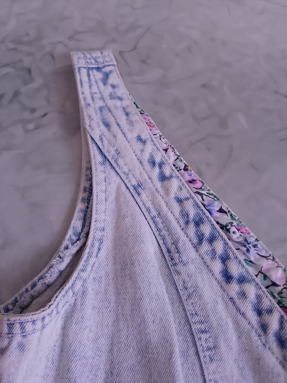 Vintage 80s 90s Acid Wash  Floral Ruffle Mini Short Dress - Picture 8 of 12